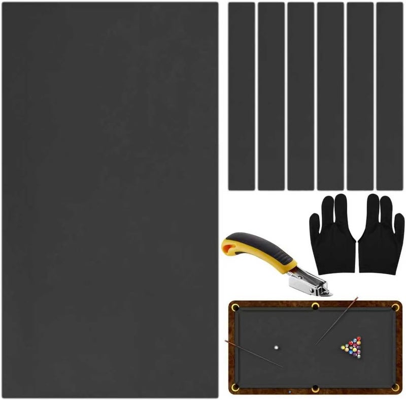STRONGBERRY Pre-Cut Pool Table Felt Replacement Kit - 8ft Billiard Cloth w/Gloves, Strips & Tools, Felt for Pool Tables - Image 1